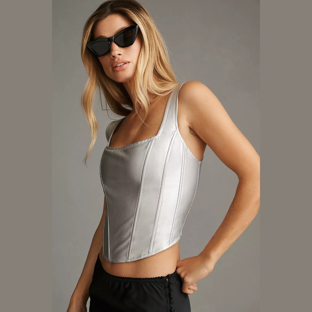 NEW Maeve Sizes 4, 8 Women's Corset Tank - Silver